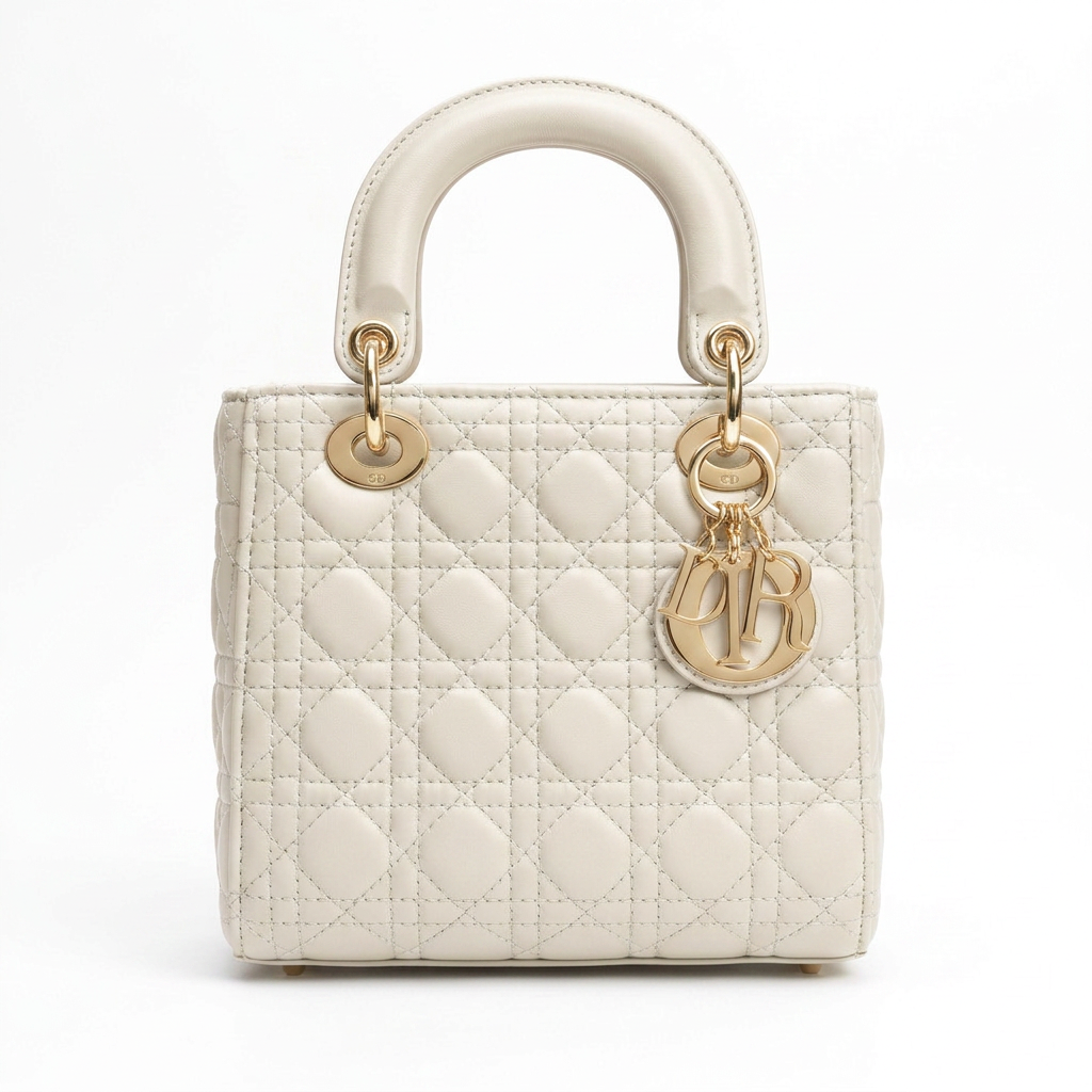 Quilted Mini Tote Bag in Cream — front view