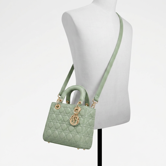Quilted Mini Tote Bag in Mint Green — crossbody fit