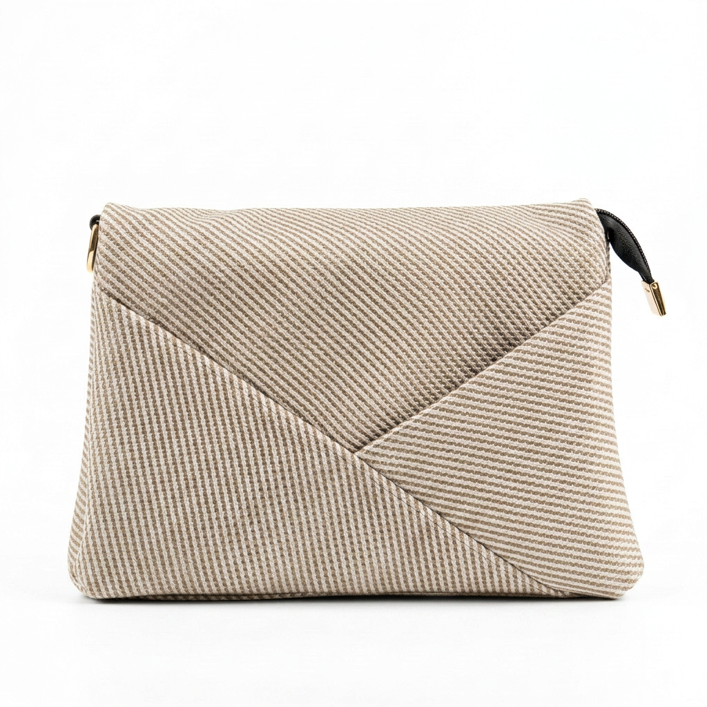 Woven Envelope Crossbody Bag in Beige — front view