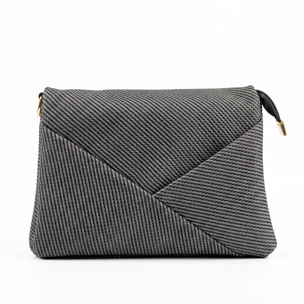Woven Envelope Crossbody Bag in Charcoal Grey — front view