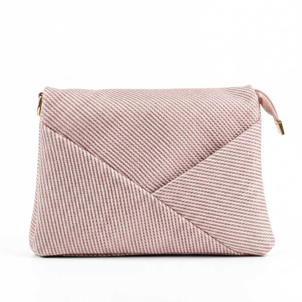 Woven Envelope Crossbody Bag in Dusty Pink — front view