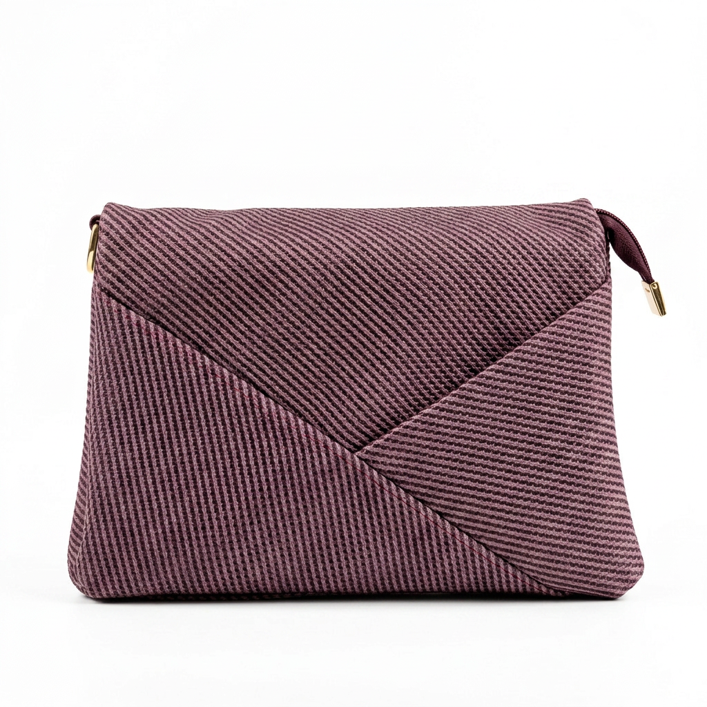 Woven Envelope Crossbody Bag in Plum — front view